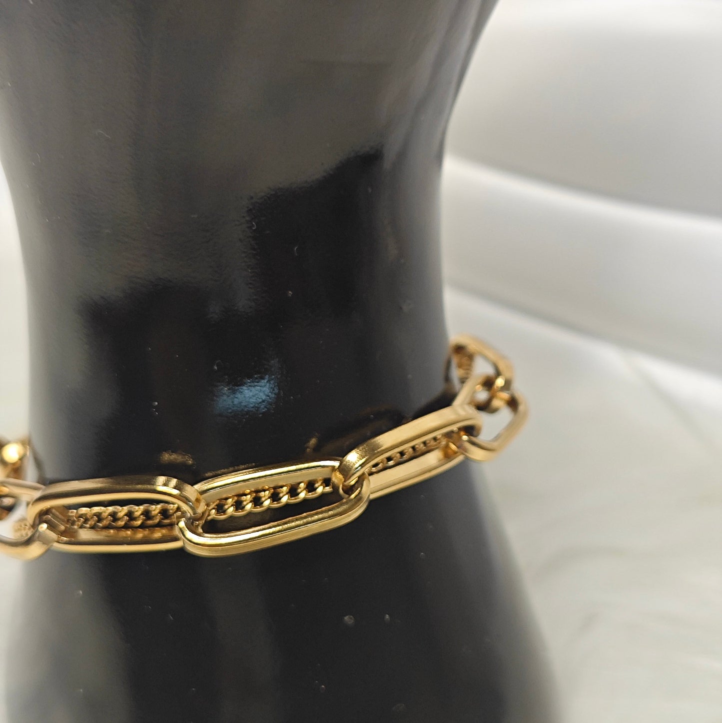 Linea Aurea – Vergoldetes Gliederarmband mit feiner Kettenstruktur