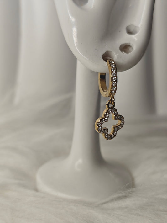 Lucky Flower – Damen Creolen mit Zirkonia in Gold