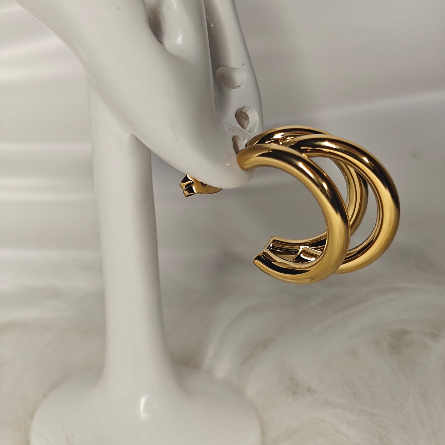 Linea Doppia – Vergoldete Doppel-Creolen