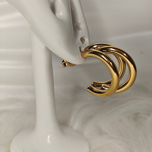 Linea Doppia – Vergoldete Doppel-Creolen