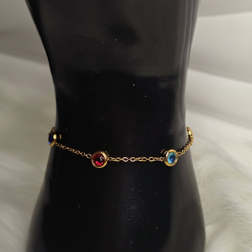 Arcobaleno – Vergoldetes Armband mit farbigen Kristallen