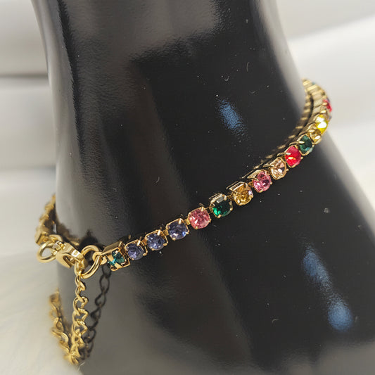 Linea Colore – Vergoldetes Armband mit bunten Kristallakzenten
