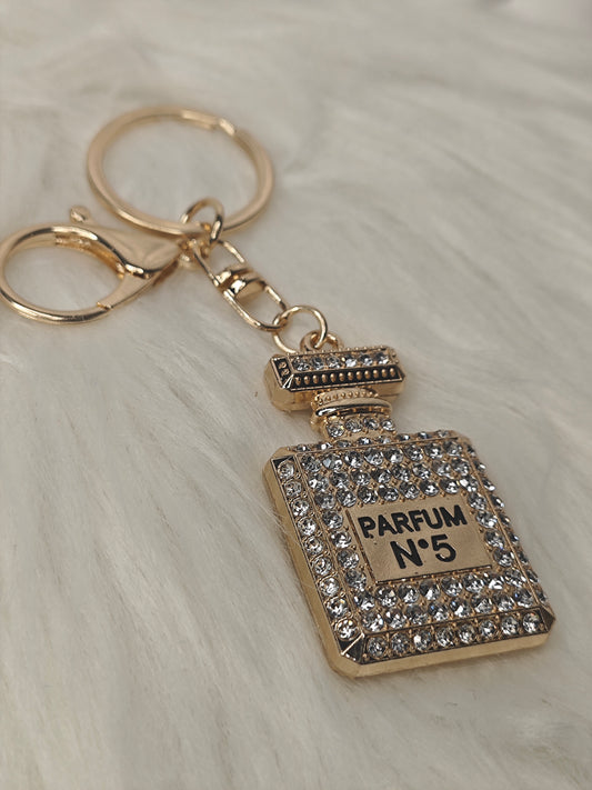 Parfum Charm – Eleganter Schlüsselanhänger in White mit Strassdetails