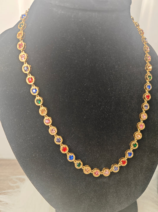 Colorful Elegance - bunte edle Halskette mit Zirkonia Steinen