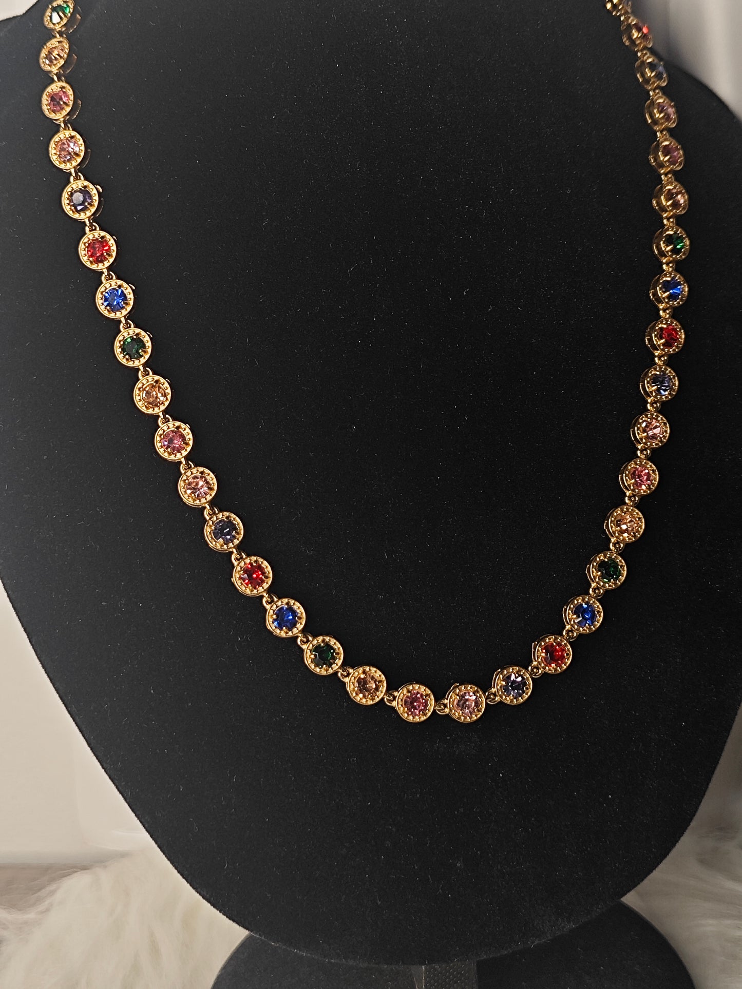 Colorful Elegance - bunte edle Halskette mit Zirkonia Steinen